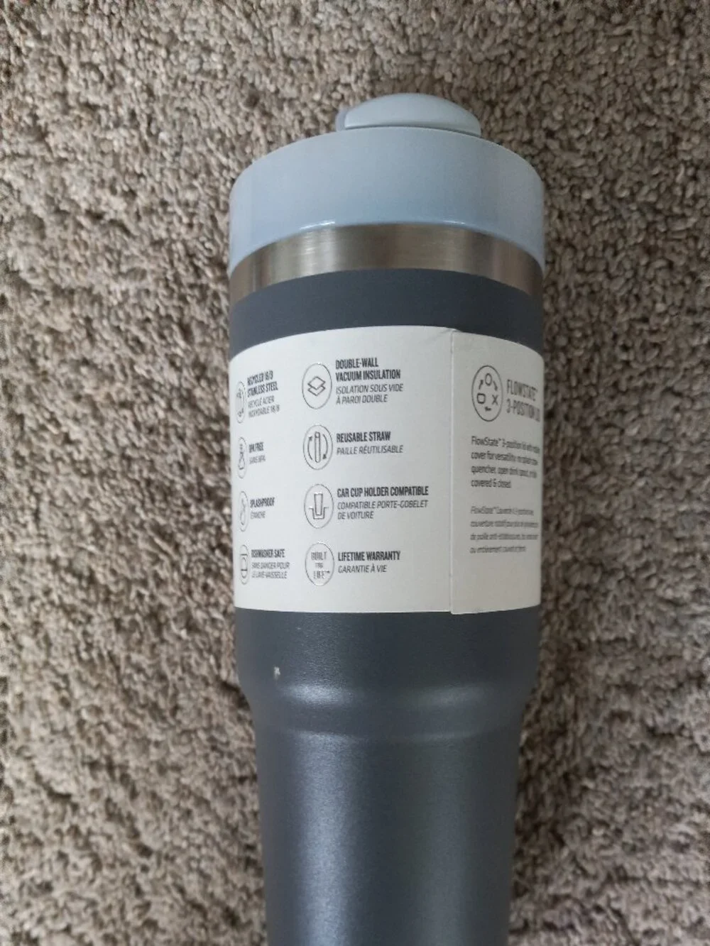Stanley Quencher H20 Tumbler 20oz The Flowstate NWT Charcoal